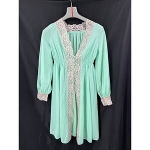 Gossard Artemis Peignoir Vintage Nightgown Women's Small Green  Satin